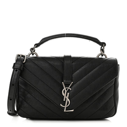 Saint Laurent Sheepskin Matelasse Chevron Monogram College Chain Wallet Black 1 of 11