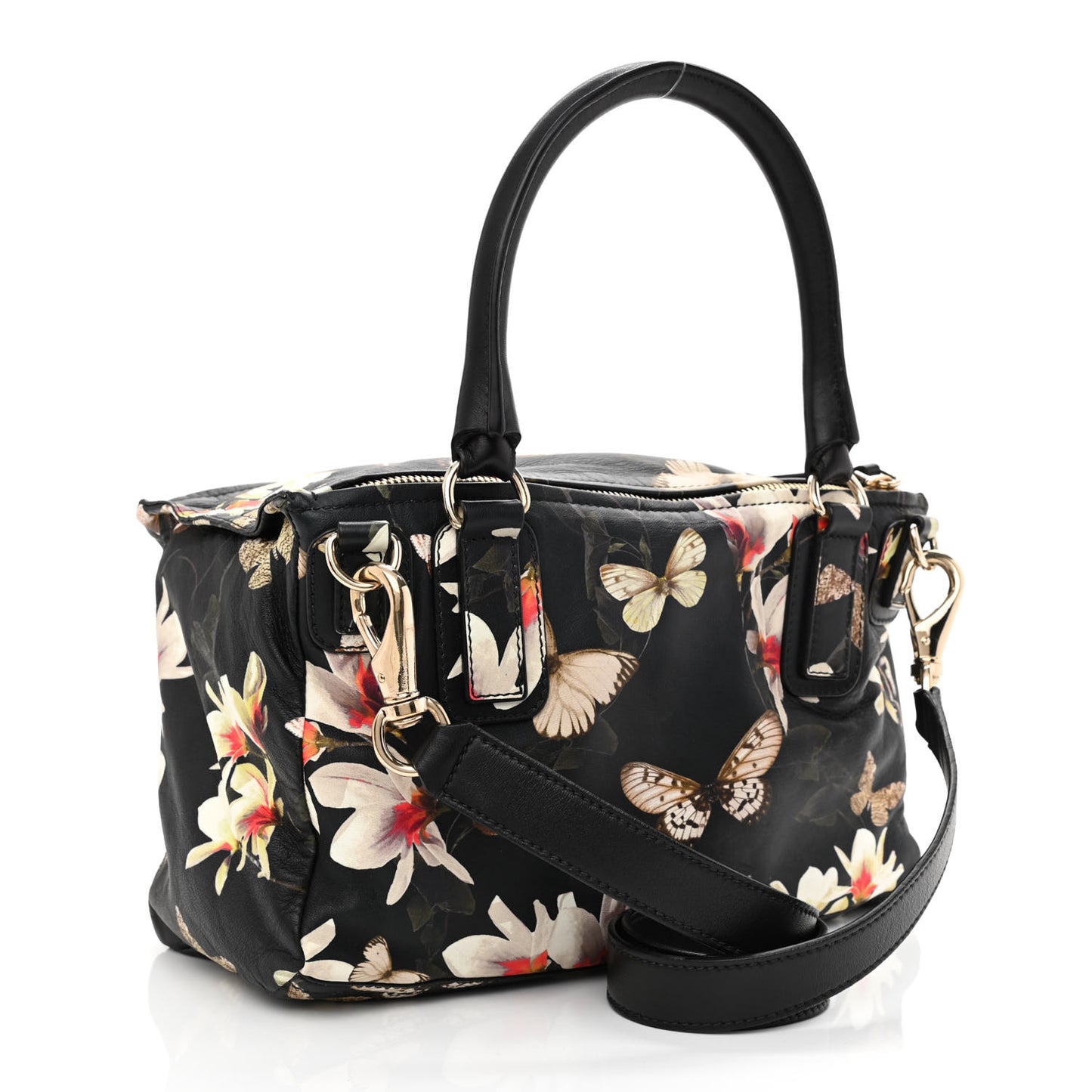 Lambskin Magnolia Print Medium Pandora Black