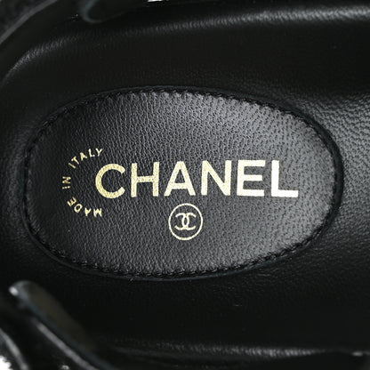 Chanel Grained Calfskin Velcro Dad Sandals 37.5 Black 7 of 9