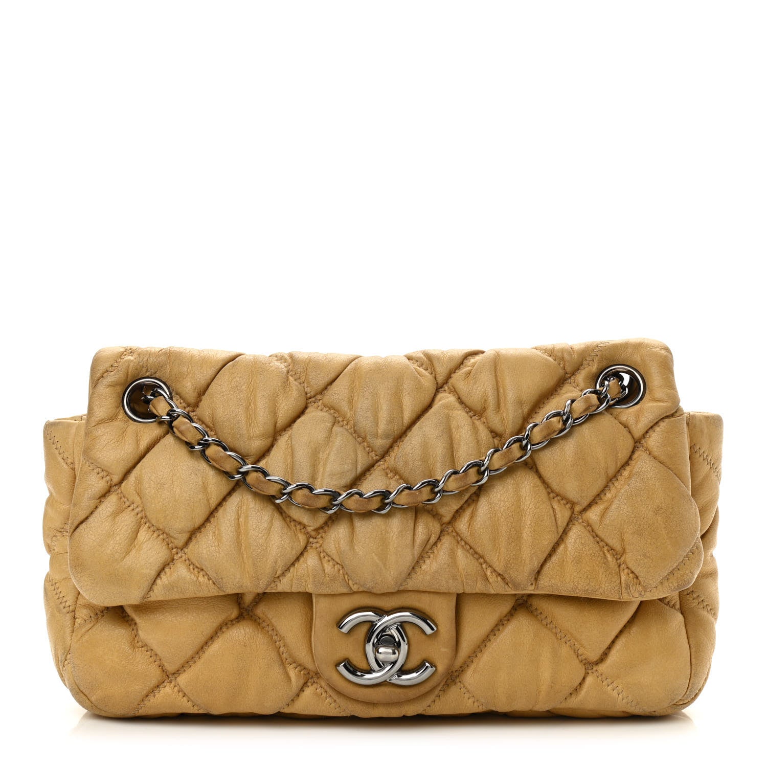Chanel Calfskin Quilted Medium Bubble Quilt Flap Bag Beige 1 of 11