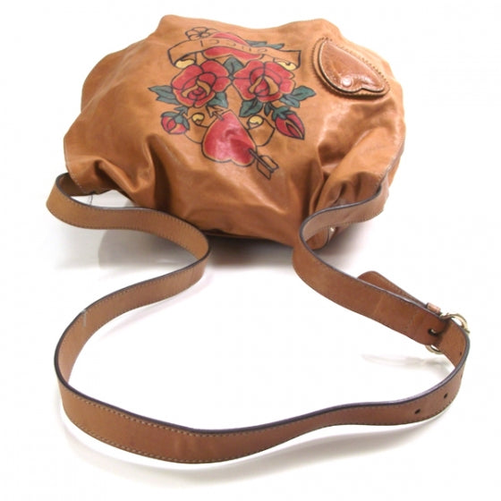 Calfskin Tattoo Heart Tribeca Messenger Bag Tan
