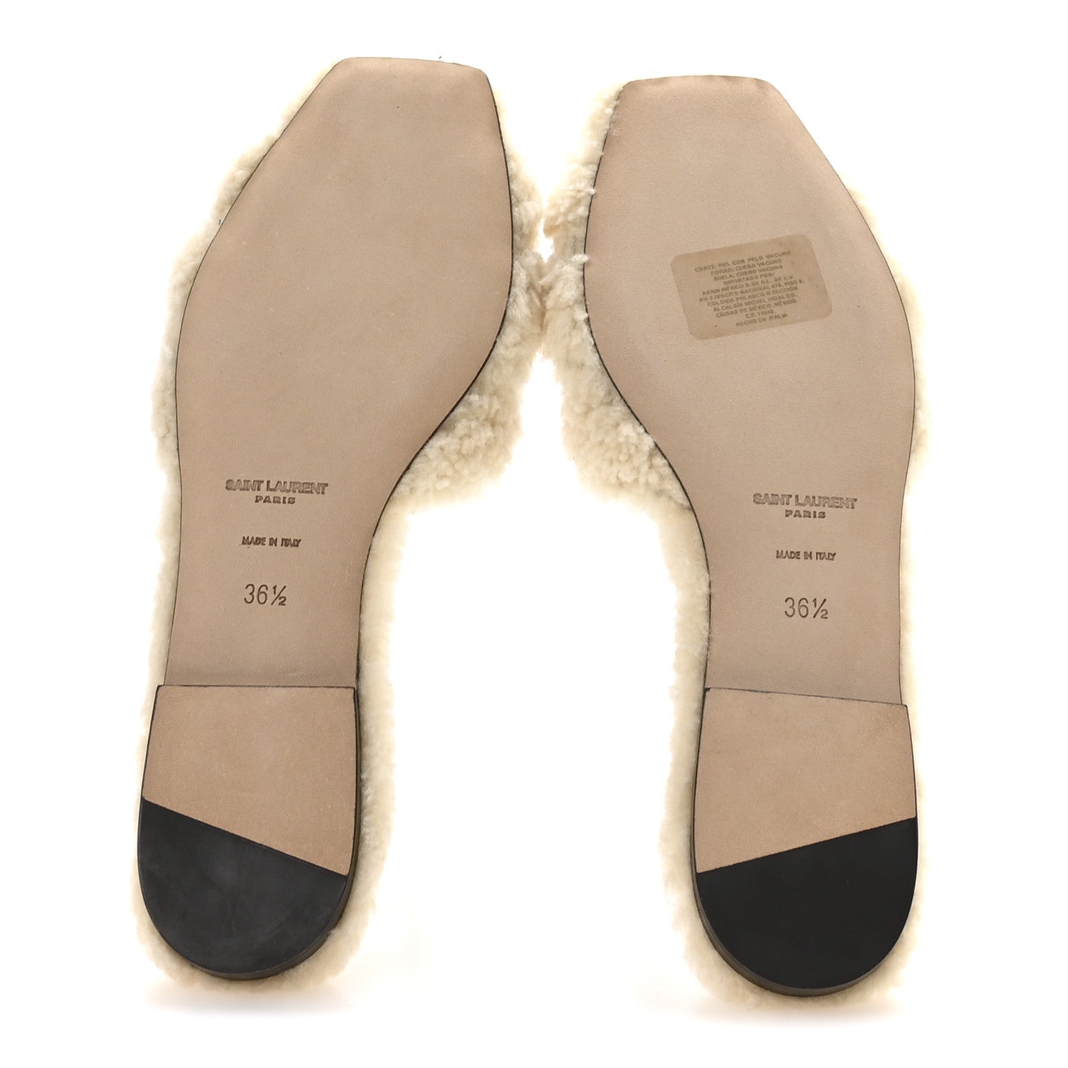 Saint Laurent Shearling Tribute 05mm Sandals 36.5 Naturale 6 of 9