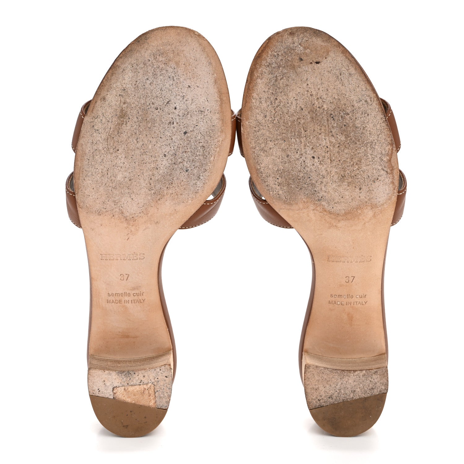 Hermes Calfskin Oasis Sandals 37 Gold 6 of 11