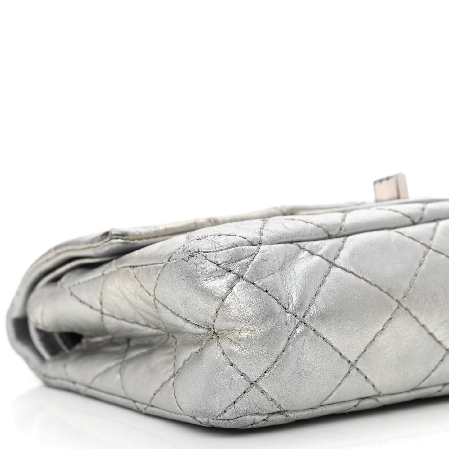Metallic Aged Calfskin Quilted 2.55 Reissue 224 Flap Silver