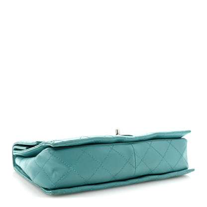 Chanel Calfskin Stitched Double Flap Bag Turquoise 4 of 10