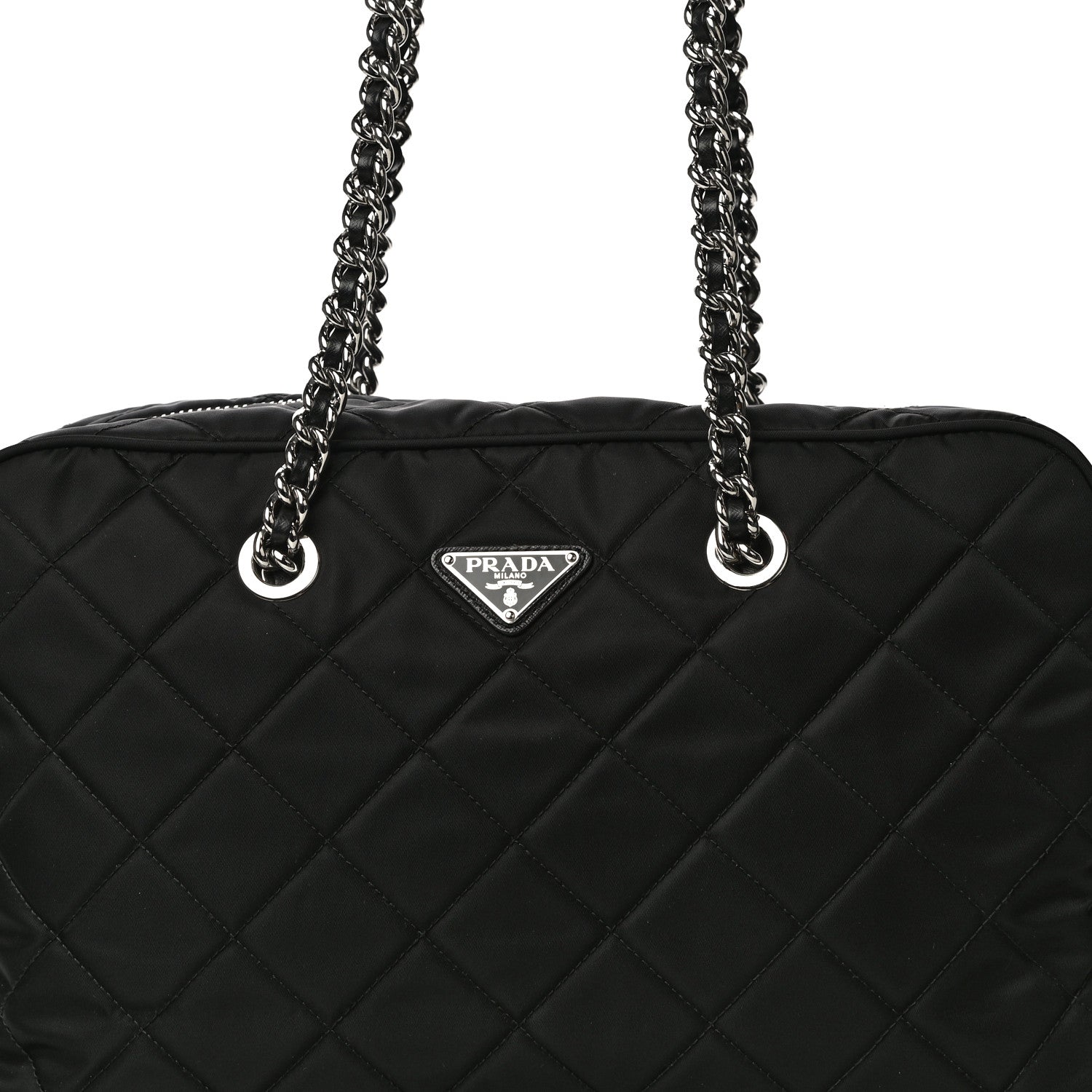 Prada Nylon Tessuto Impuntu Quilted Shoulder Bag Black 9 of 11