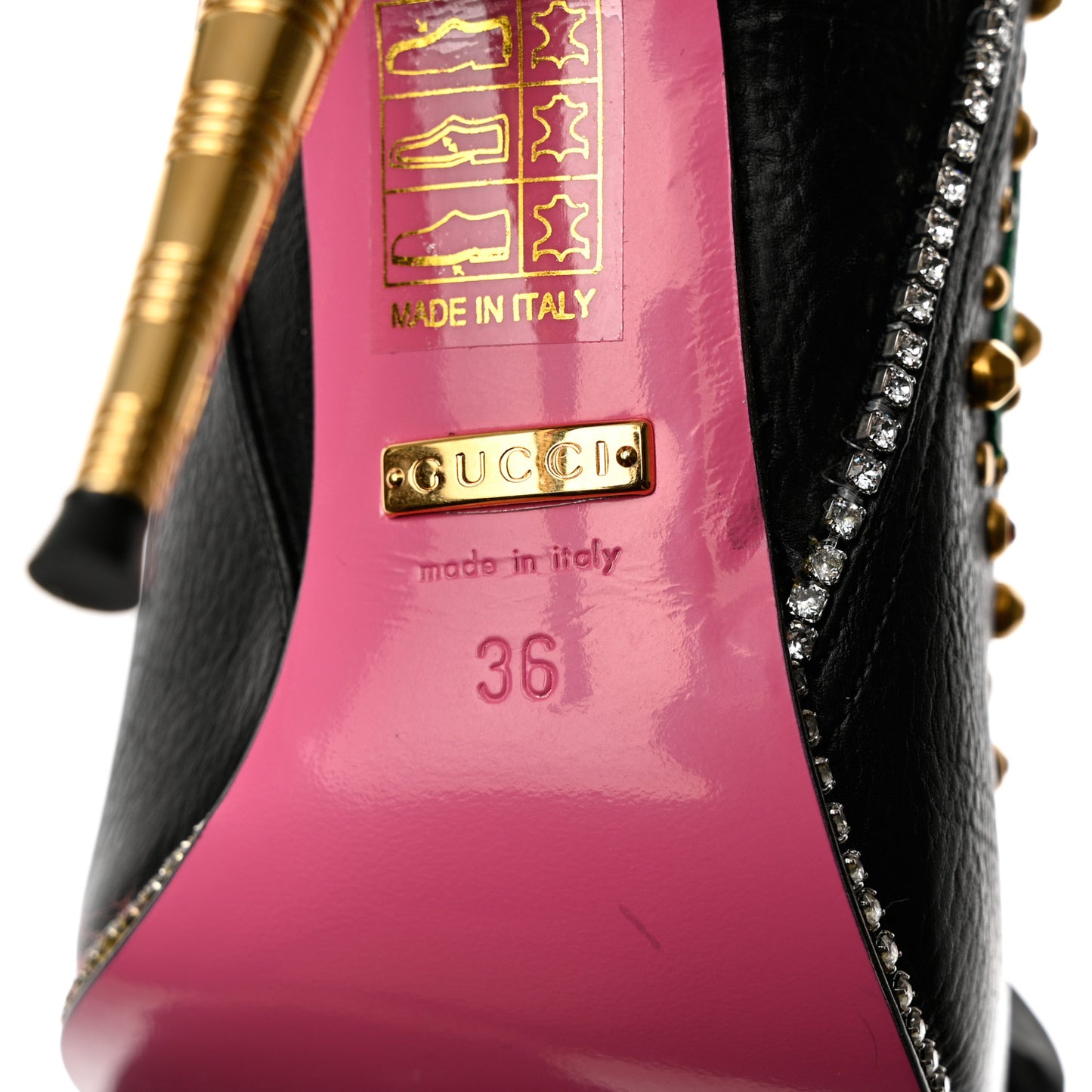Calfskin Floral Crystal Embroidered Fosca Boots 36 Black