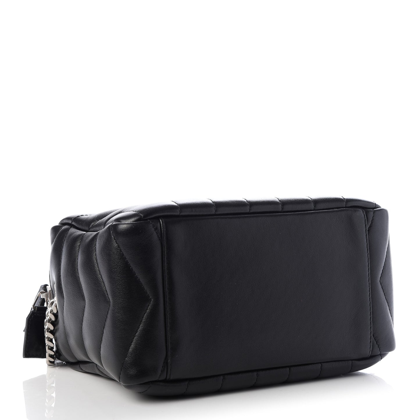 Calfskin Y Quilted Monogram Small Loulou Bowling Bag Black