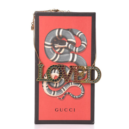 Gucci Metal Crystal Loved Short Necklace Aged Gold 7 of 7