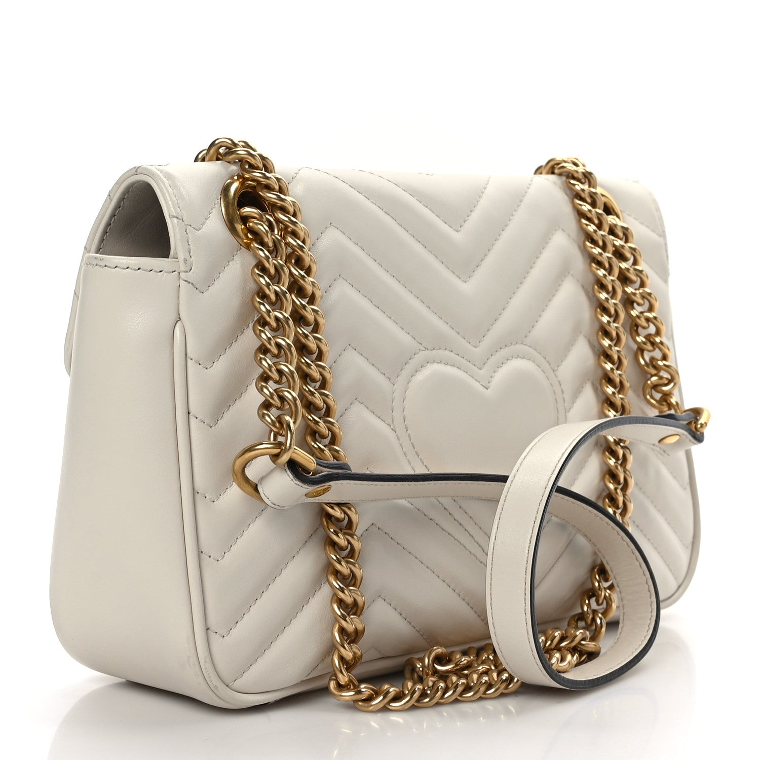 Gucci Calfskin Matelasse Small GG Marmont Shoulder Bag White 2 of 10