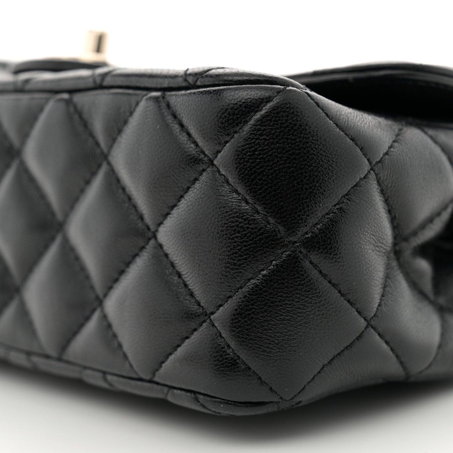 Lambskin Quilted Mini Crystal Top Handle Rectangular Flap Black