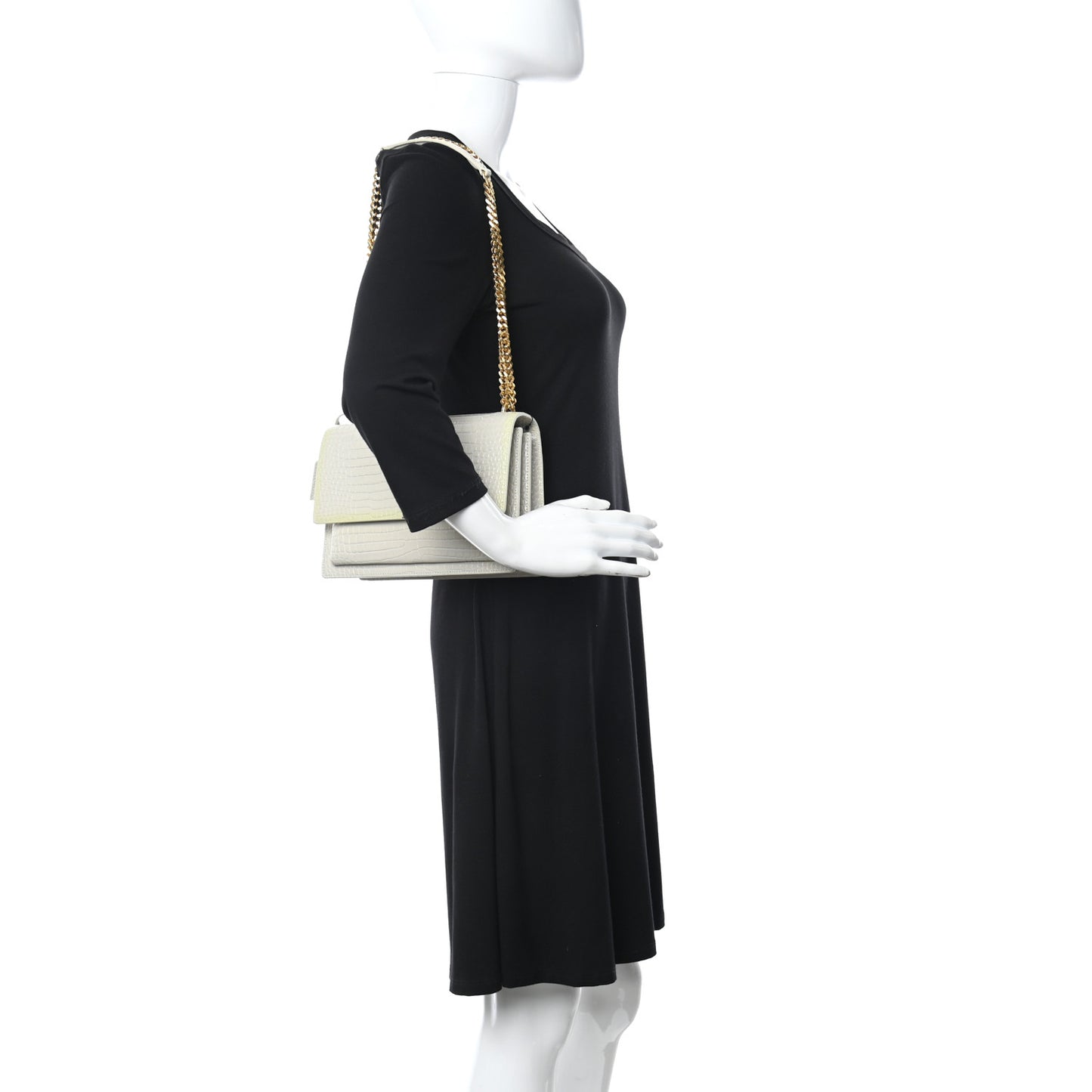 Calfskin Crocodile Embossed Medium Monogram Sunset Blanc Vintage