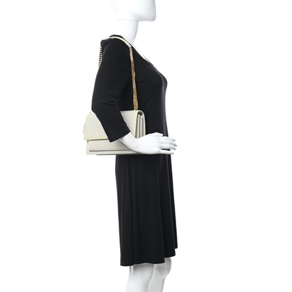 Saint Laurent Calfskin Crocodile Embossed Medium Monogram Sunset Blanc Vintage 2 of 10