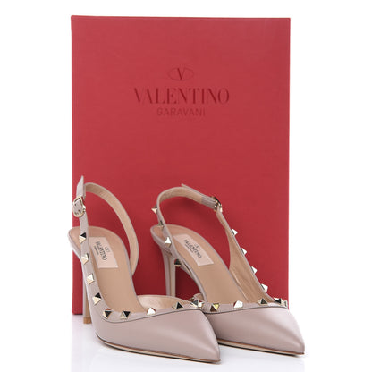 Valentino Garavani Nappa Rockstud Half D'Orsay Slingback 85mm Pumps 38 Poudre 8 of 8
