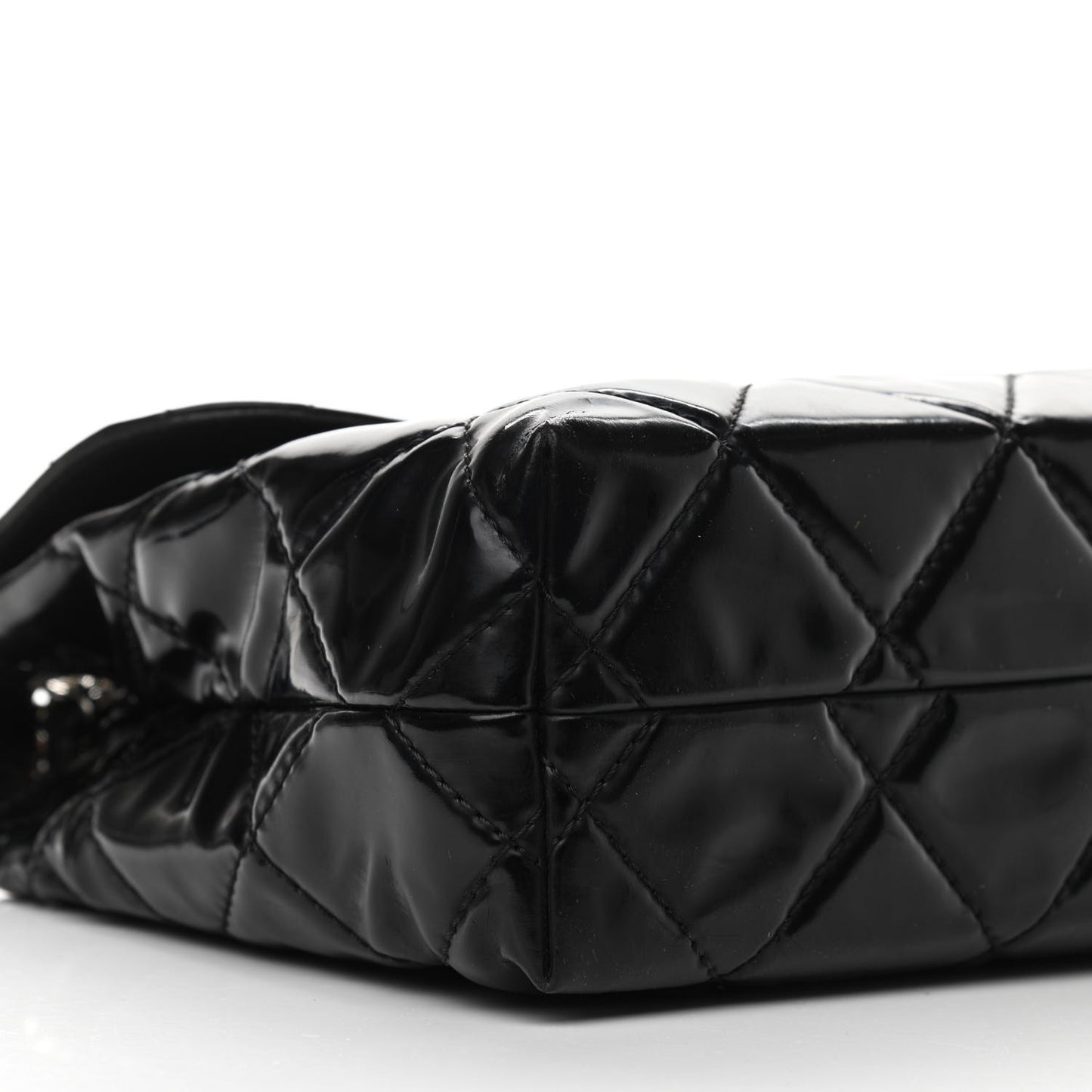Vinyl Quilted In the Business Flap Bag Black