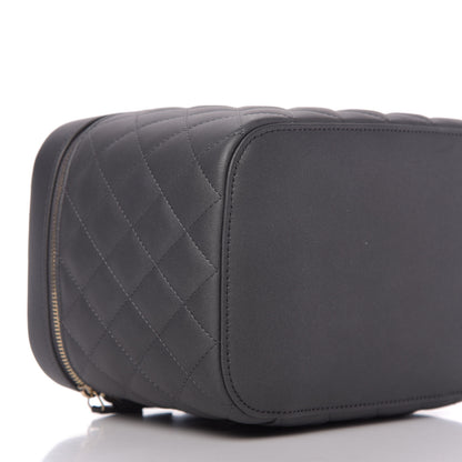 Chanel Lambskin Quilted Large Vanity Pouch Grey 5 of 10