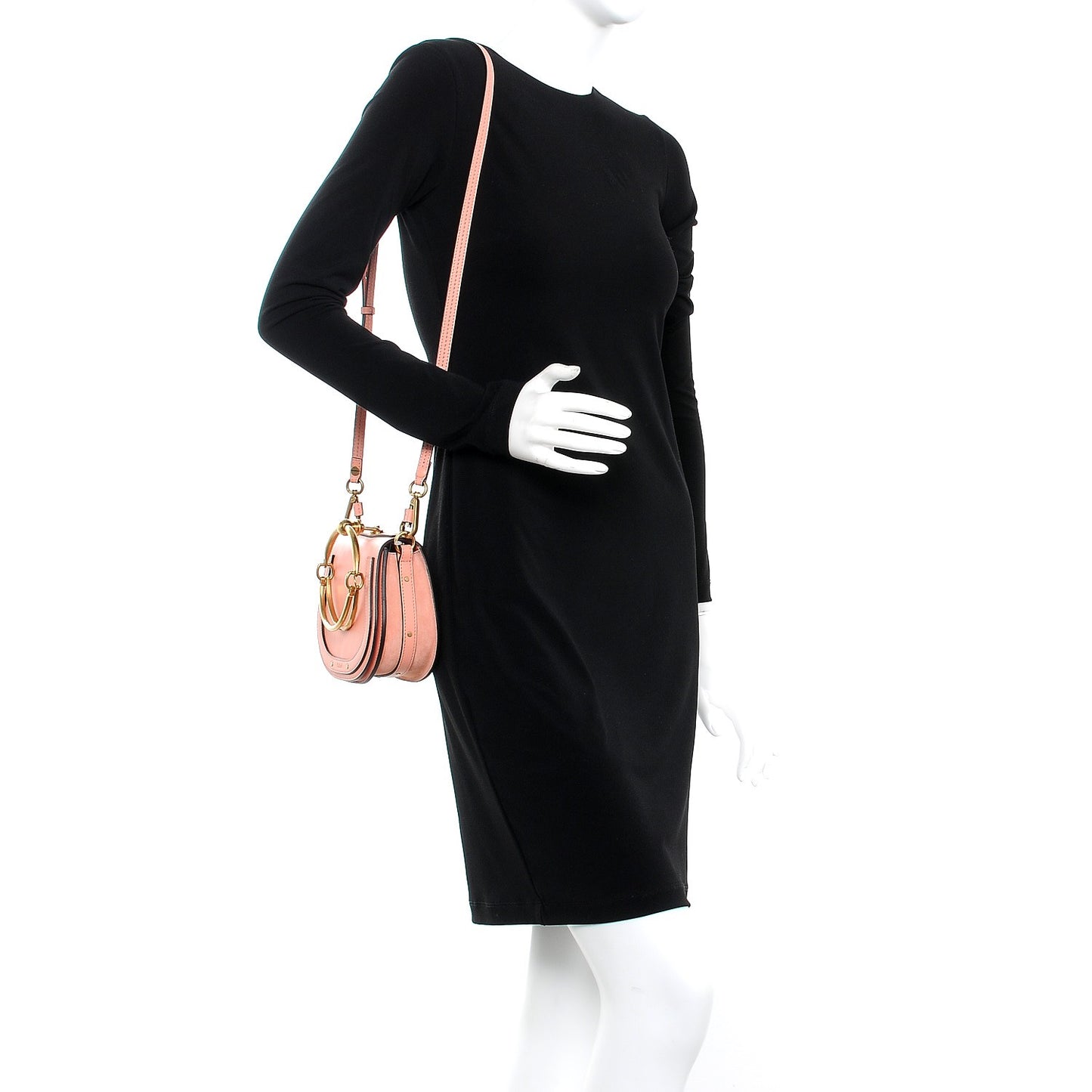 Calfskin Suede Small Nile Bracelet Bag Ideal Blush