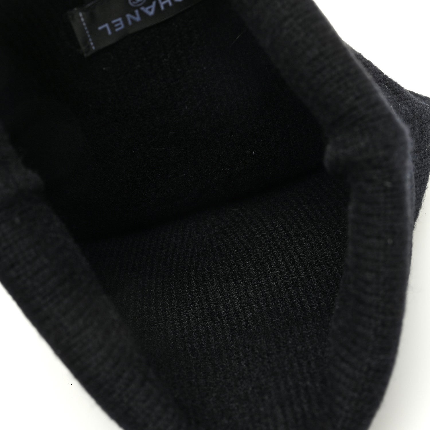 Chanel Cashmere Crystal CC Heart Beanie Hat Black 4 of 6