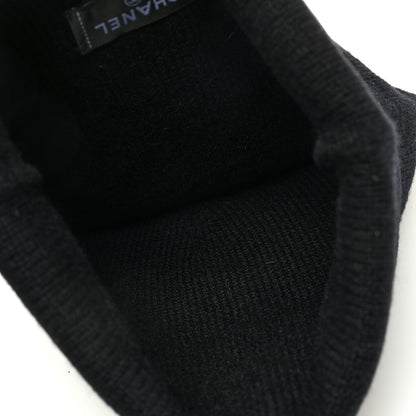 Chanel Cashmere Crystal CC Heart Beanie Hat Black 4 of 6