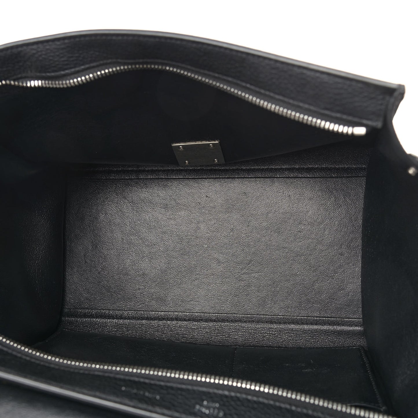 Drummed Calfskin Suede Small Trapeze Black