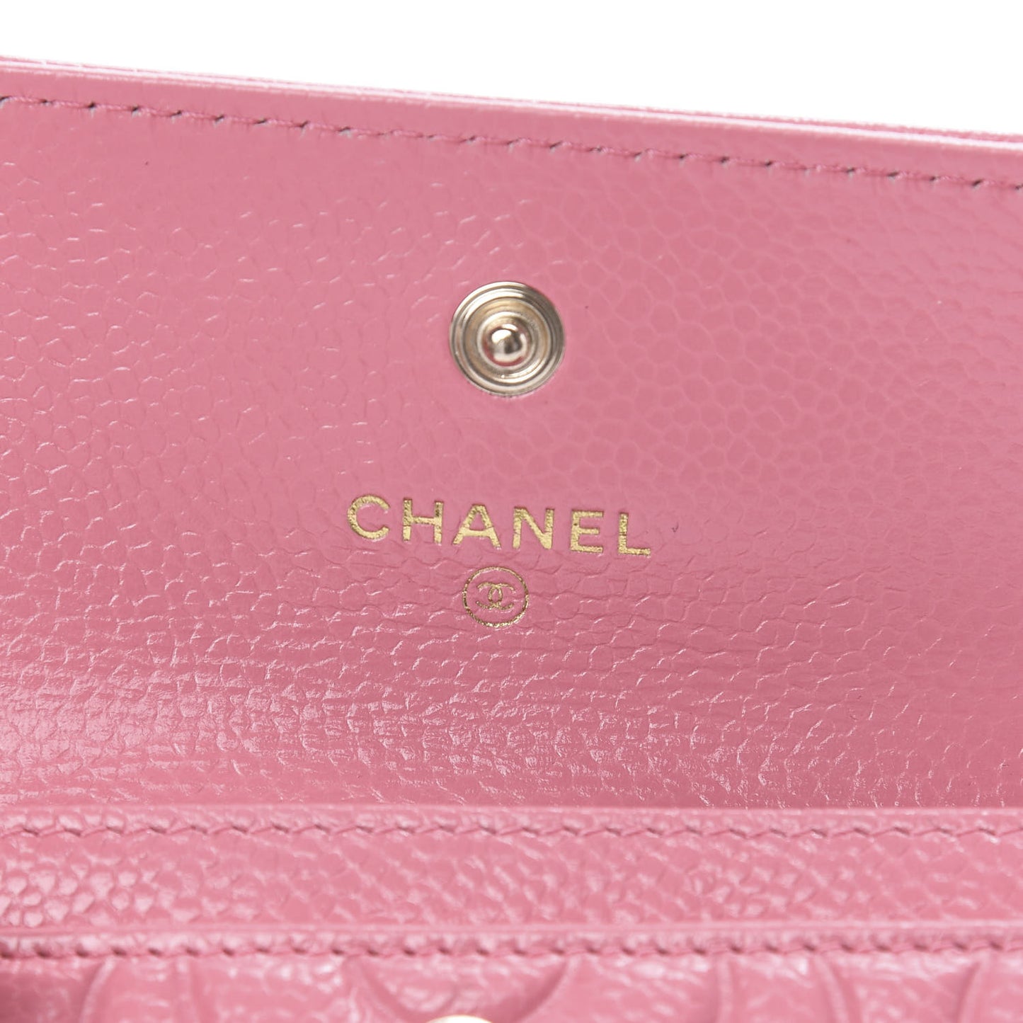Caviar Camellia Embossed Card Holder Wallet Pink