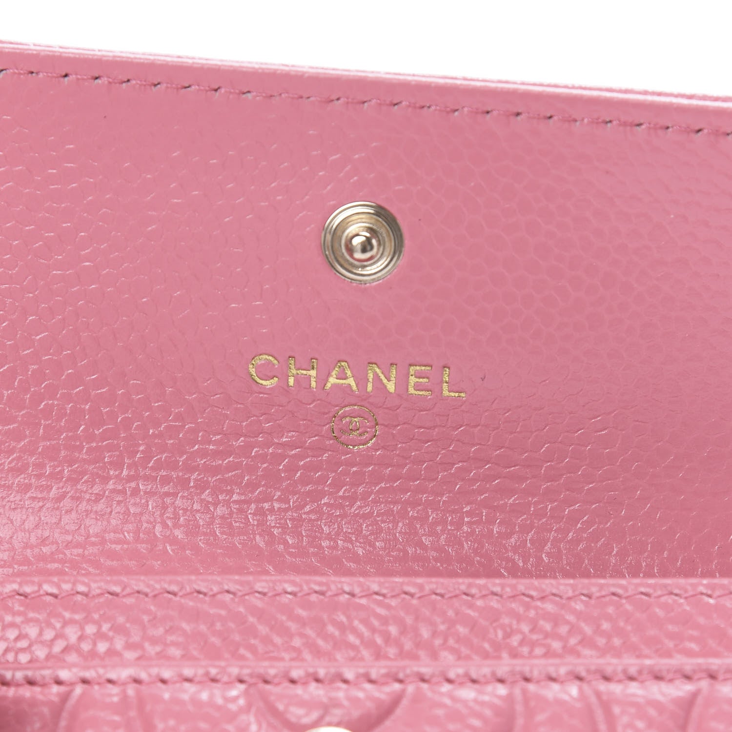Chanel Caviar Camellia Embossed Card Holder Wallet Pink 6 of 9