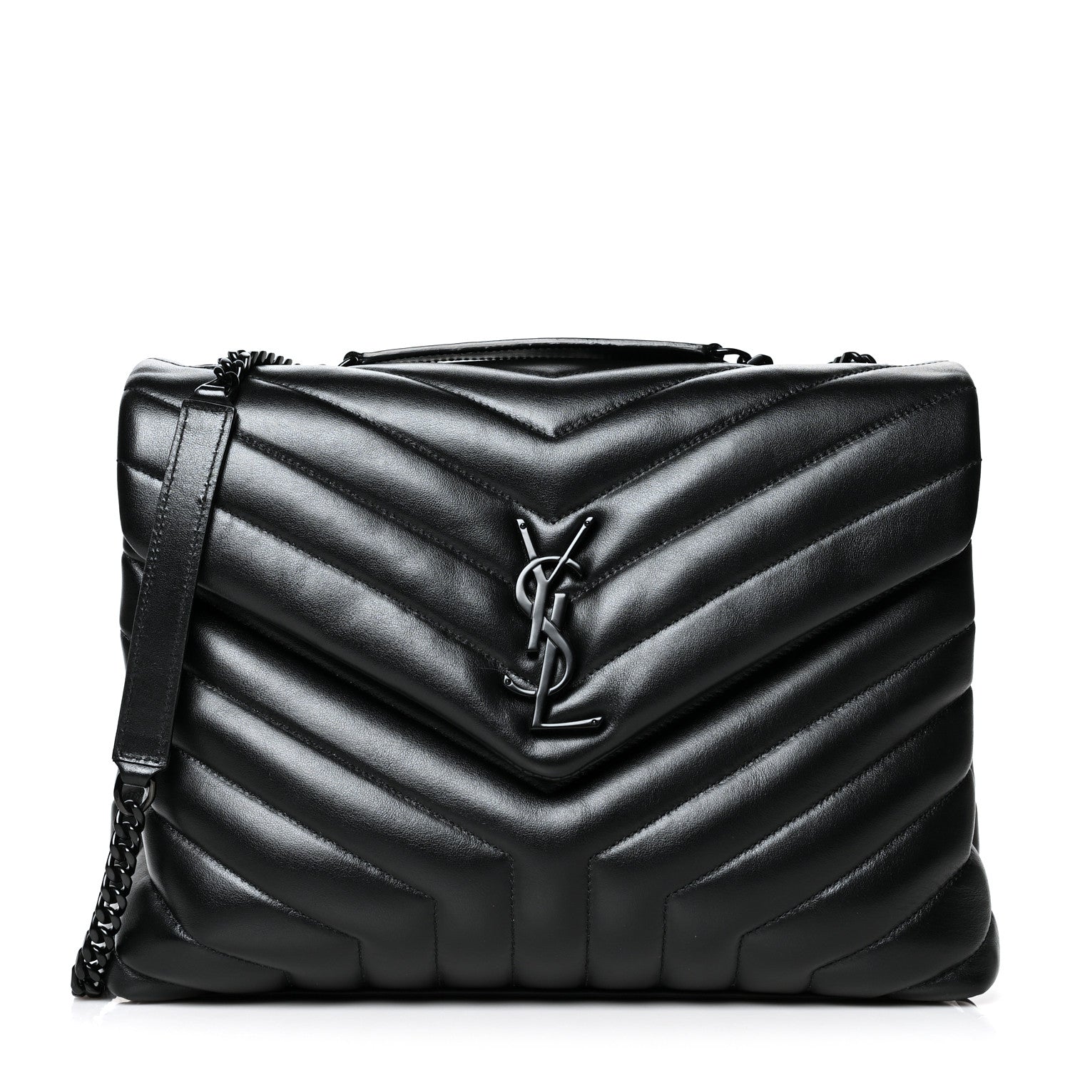 Saint Laurent Calfskin Y Quilted Monogram Medium Loulou Chain Satchel Black 1 of 11