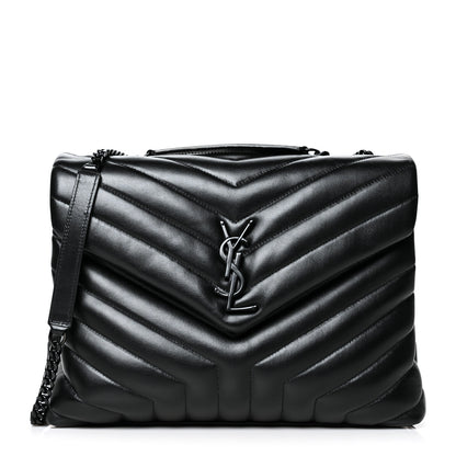 Saint Laurent Calfskin Y Quilted Monogram Medium Loulou Chain Satchel Black 1 of 11