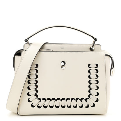 Fendi Vitello Baltico Dolce Shiny Nappa Lace Up DotCom Satchel White Parrot 3 of 13
