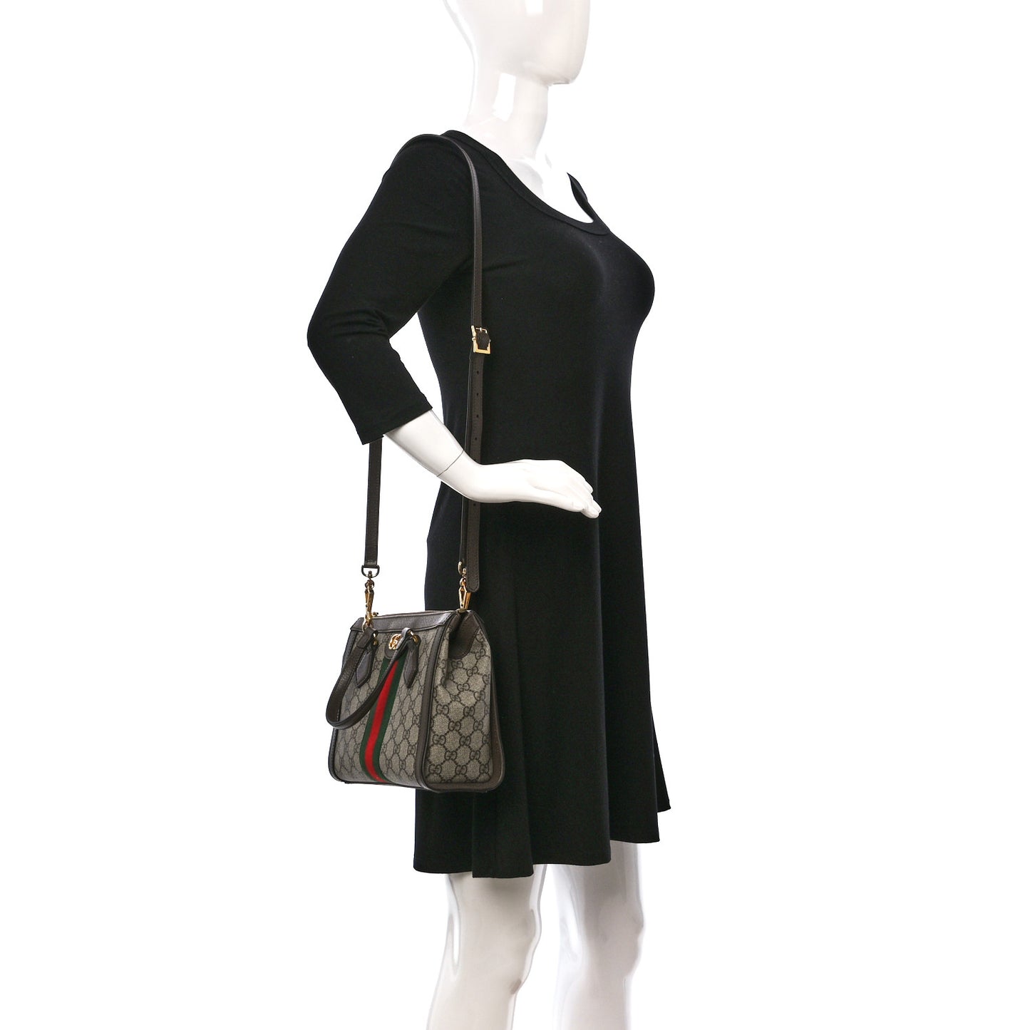 GG Supreme Monogram Small Ophidia Tote Bag Brown