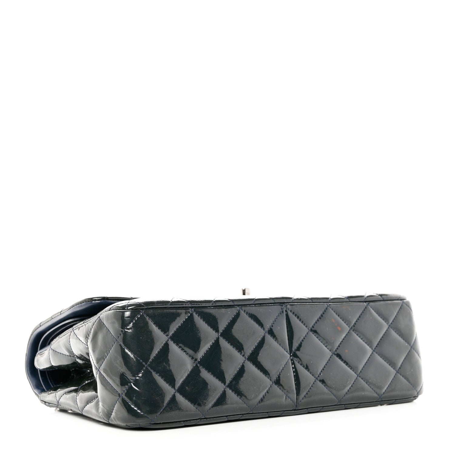 Chanel Patent Quilted Jumbo Double Flap Navy Blue 4 of 10
