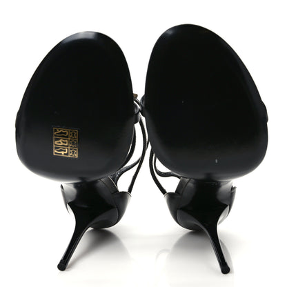 Saint Laurent Patent Cassandra 100 Ankle Strap Sandals 40 Black Gold 5 of 8