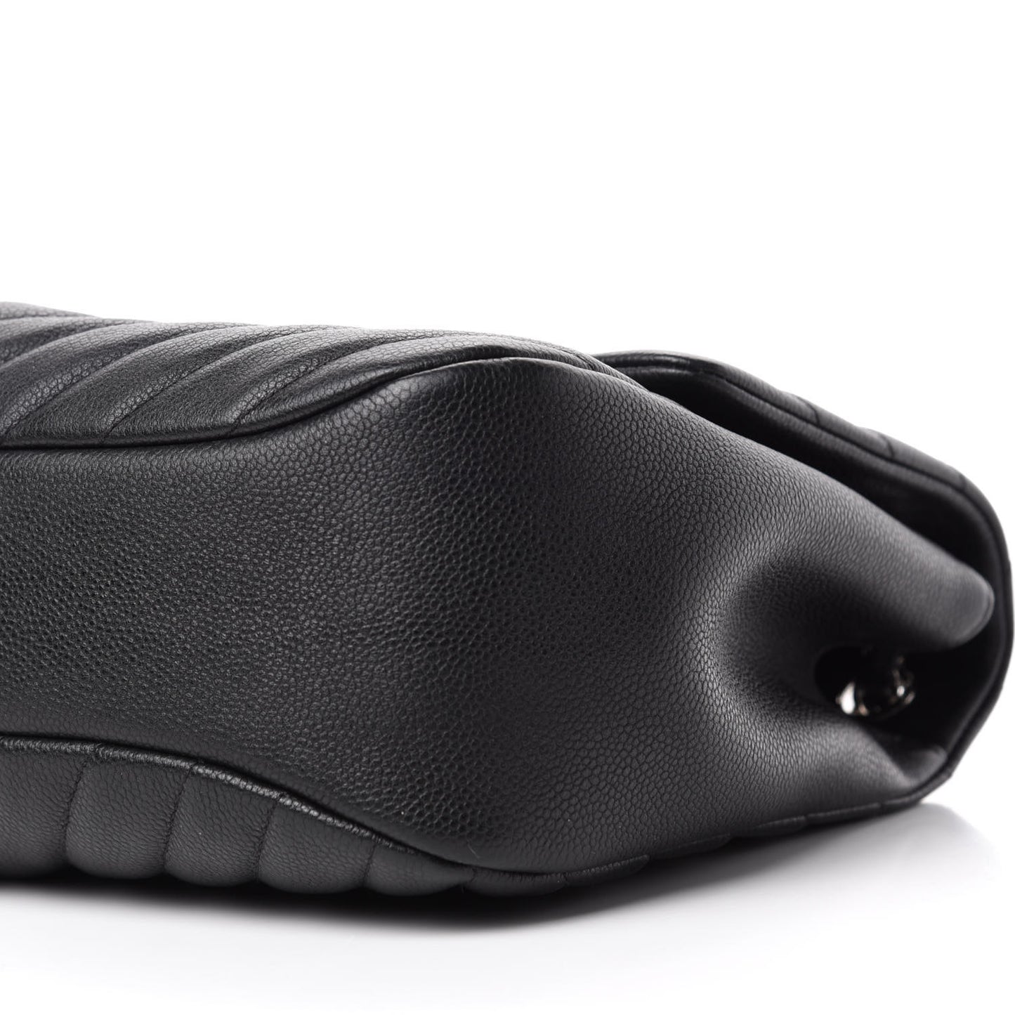 Caviar Chevron Quilted Large Puffy CC Flap Black