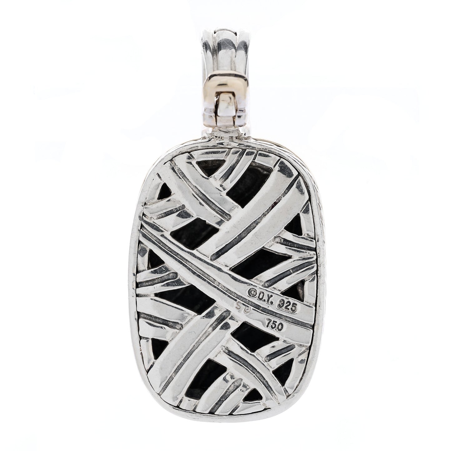 Sterling Silver 18K Yellow Gold Elongated Sculpted Cable Enhancer Pendant
