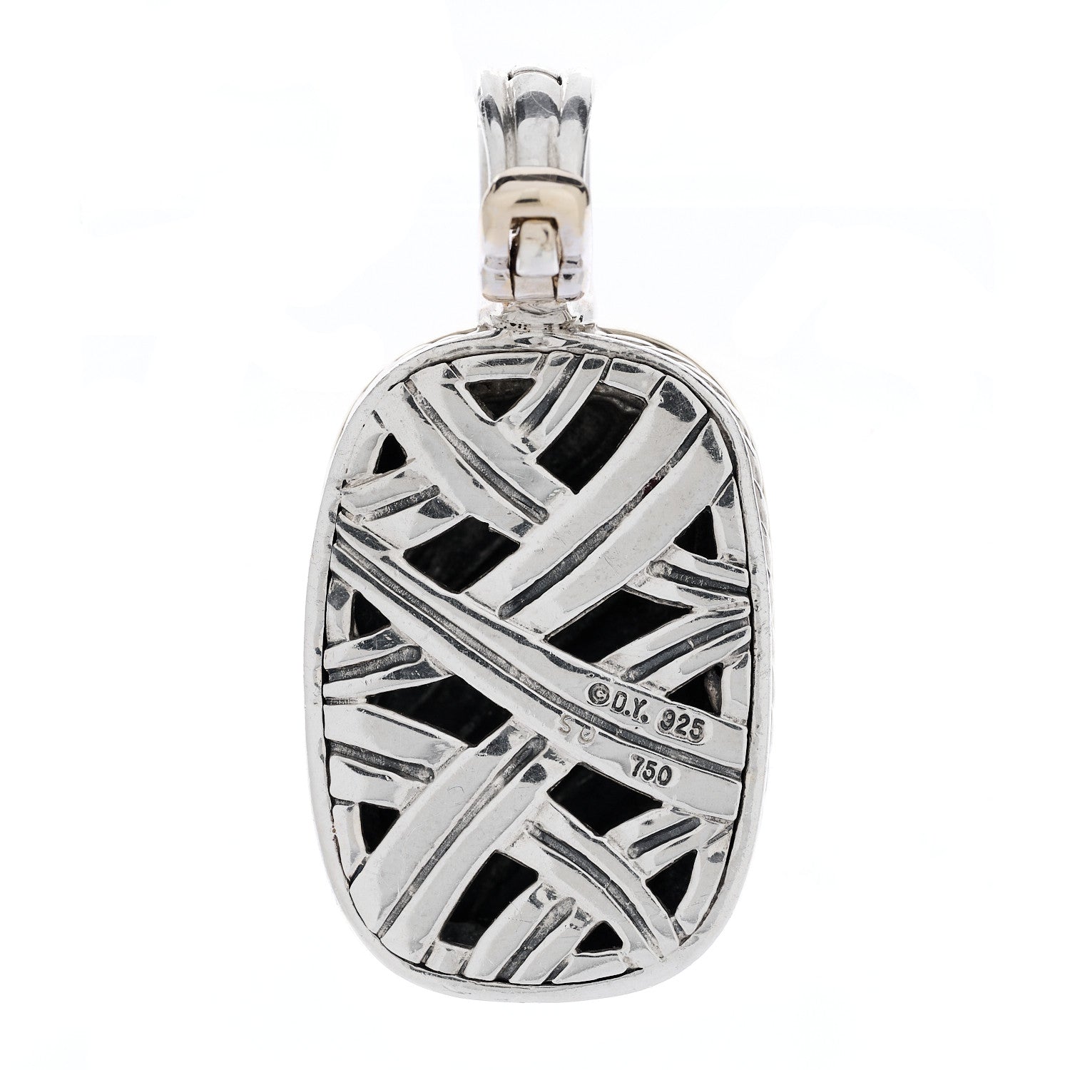 David Yurman Sterling Silver 18K Yellow Gold Elongated Sculpted Cable Enhancer Pendant 3 of 4