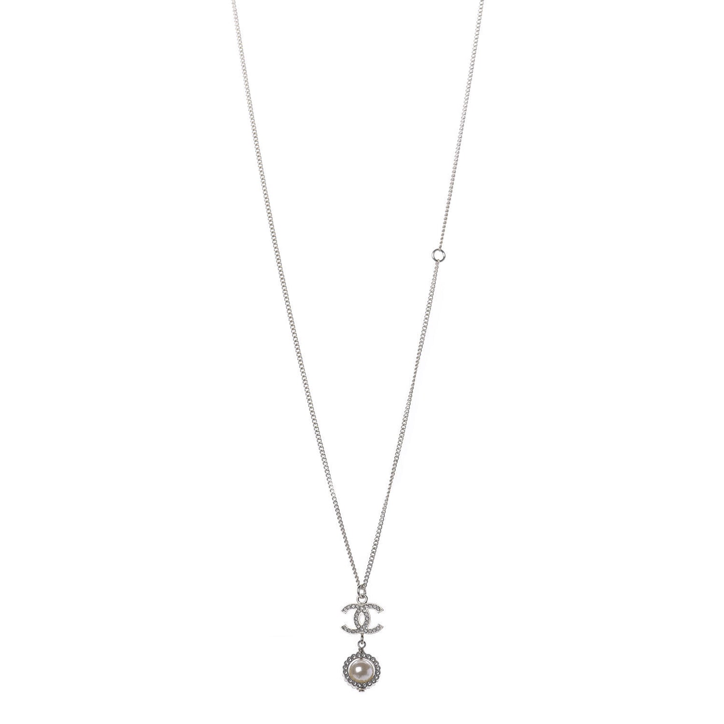 Crystal CC Pearl Drop Necklace Gold