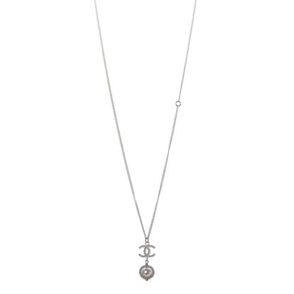 Chanel Crystal CC Pearl Drop Necklace Gold 1 of 6