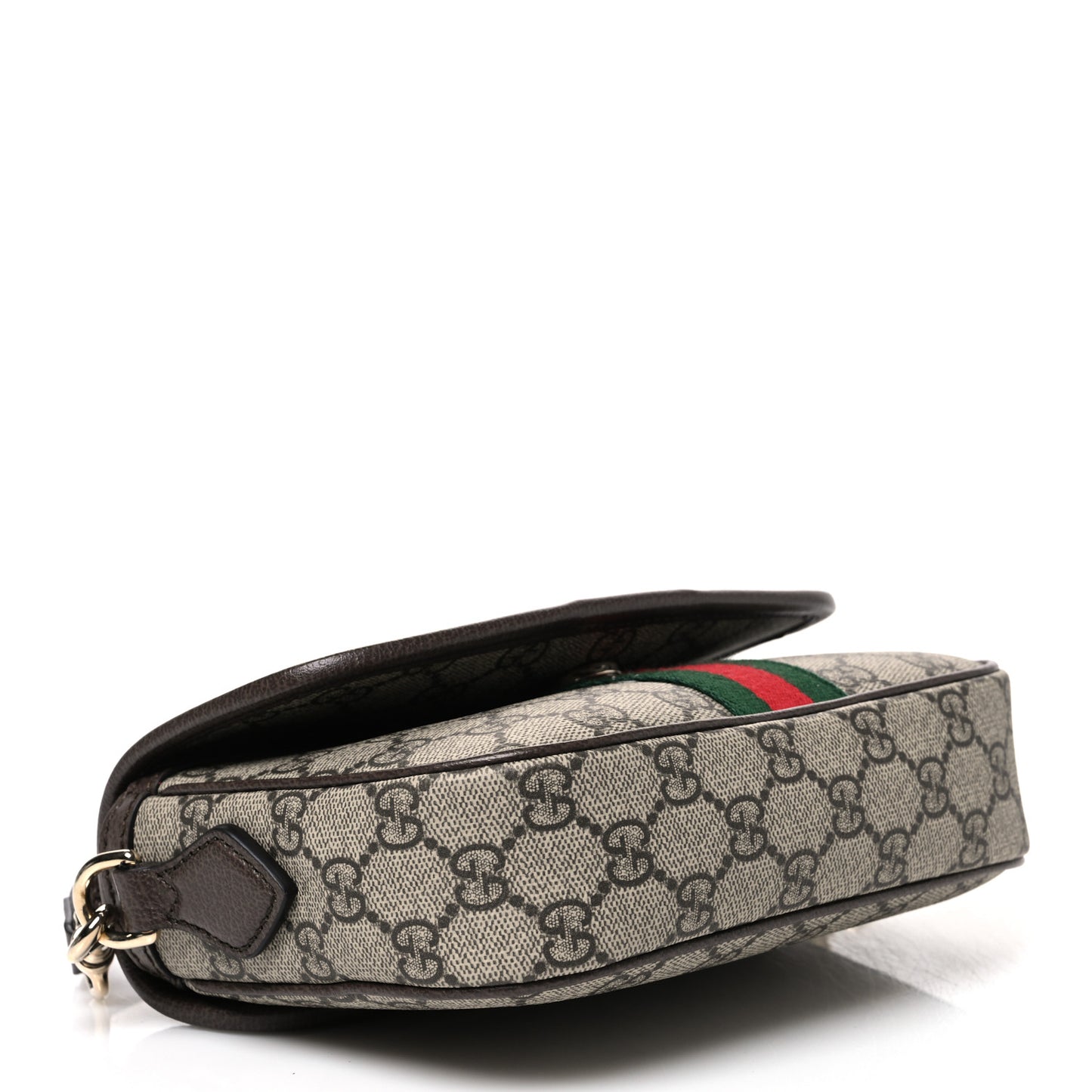 GG Supreme Monogram Textured Dollar Calfskin Small Ophidia Top Handle Shoulder Bag Beige Brown