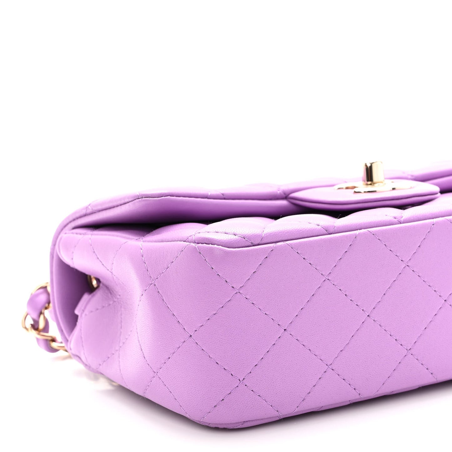 Lambskin Quilted Mini Rectangular Flap Purple