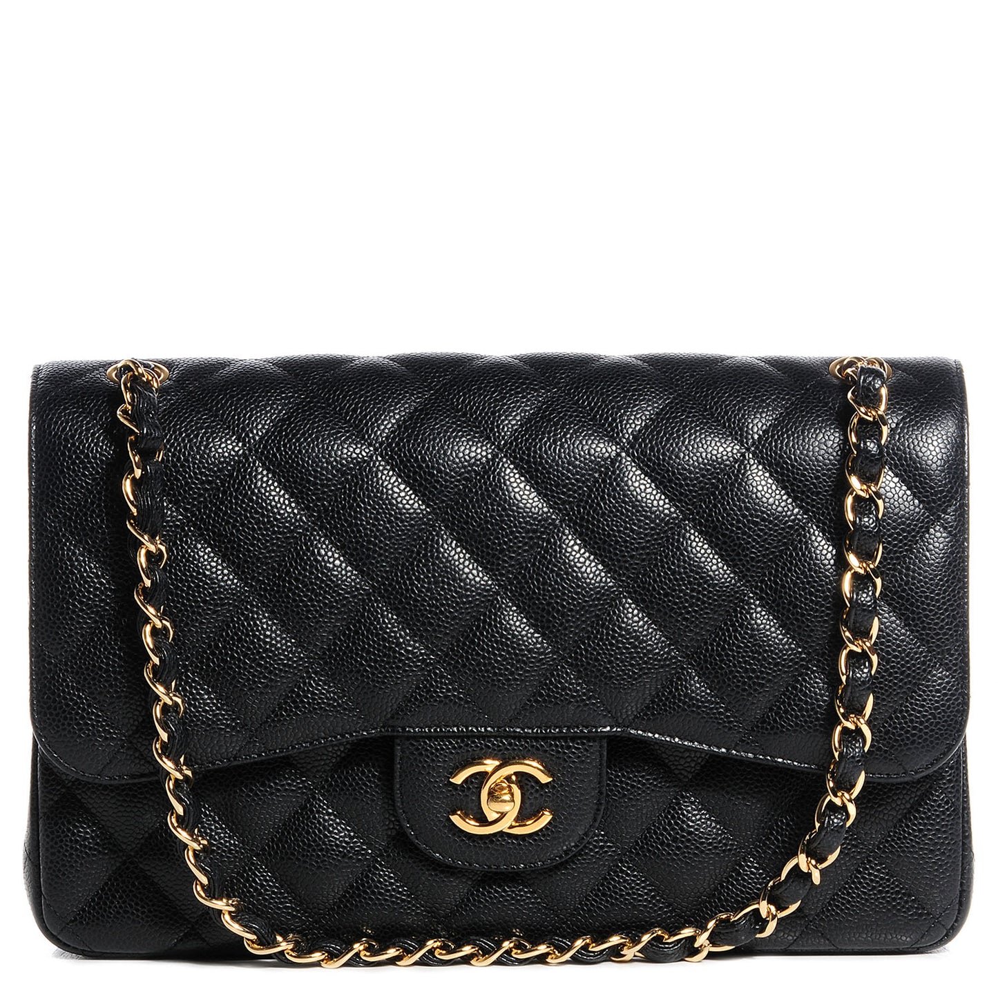 Caviar Quilted Jumbo Double Flap Black