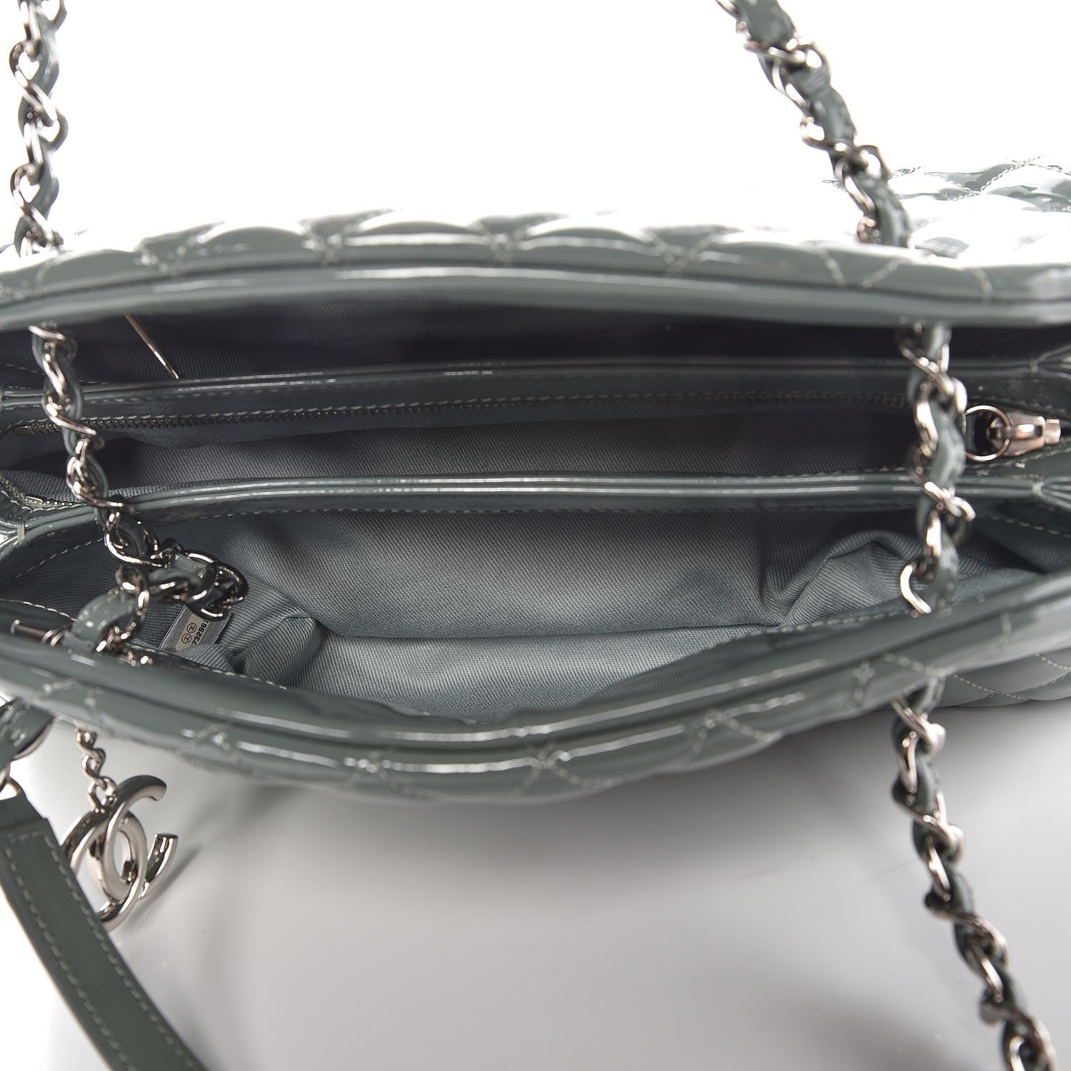 Chanel Patent Quilted Medium Just Mademoiselle Grey 5 of 7