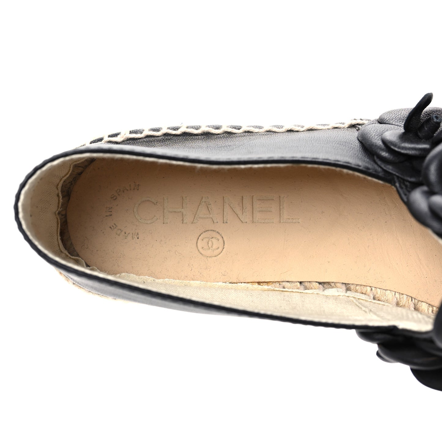 Lambskin Camellia CC Espadrilles 37 Black