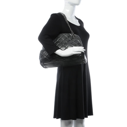 Chanel Glazed Calfskin Quilted Large Just Mademoiselle Bowling Bag Grey 2 of 7