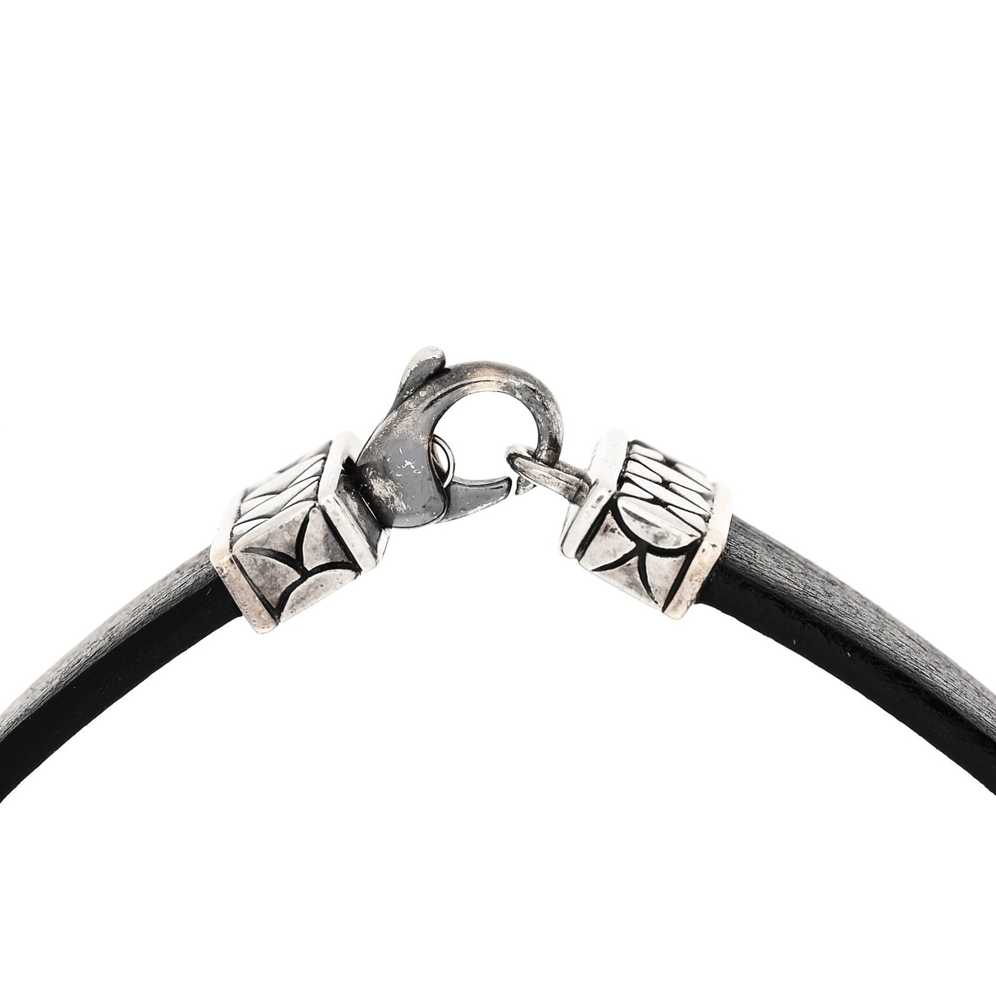 Sterling Silver Leather Naga Dragon Bracelet Black