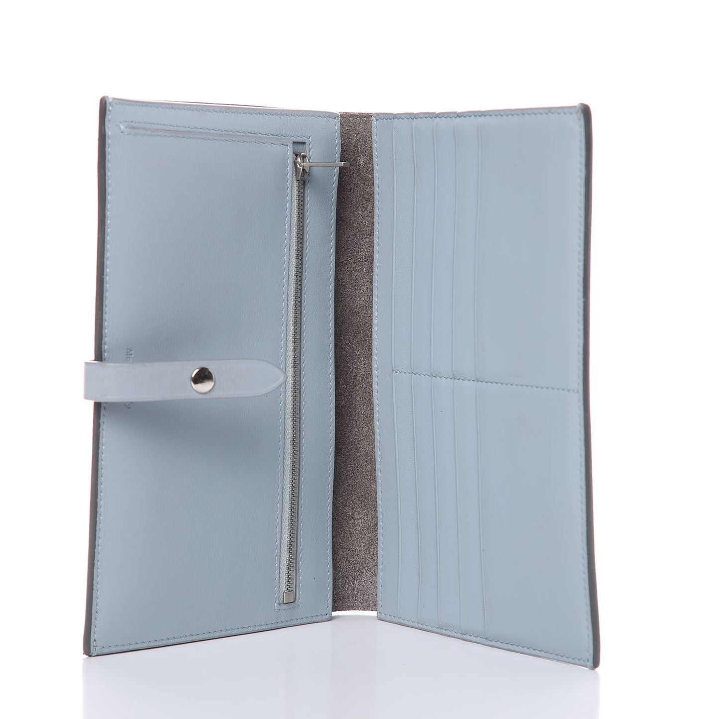 Grained Calfskin Large Multifunction Strap Wallet Pebble Mineral
