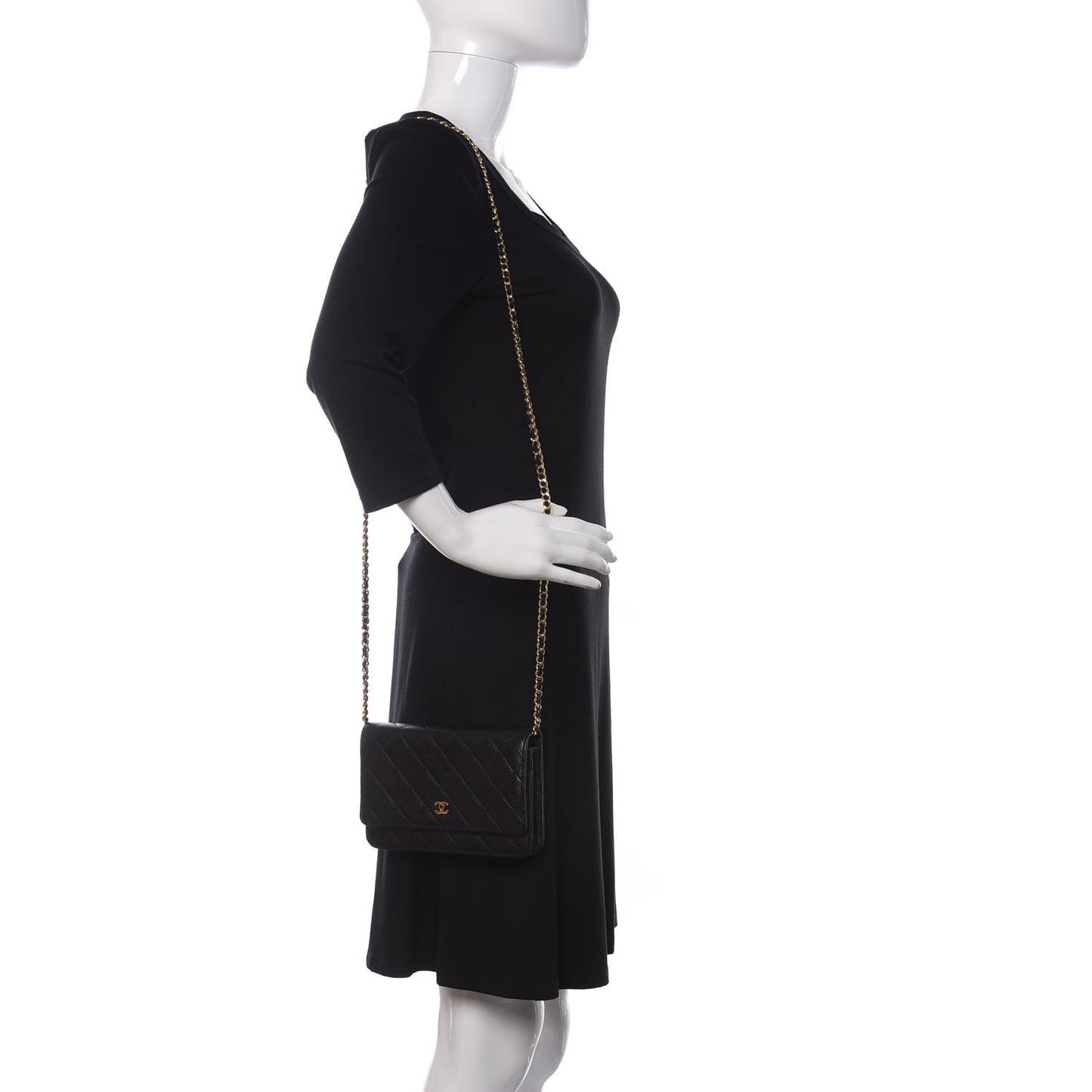 Caviar Quilted Wallet On Chain WOC Black