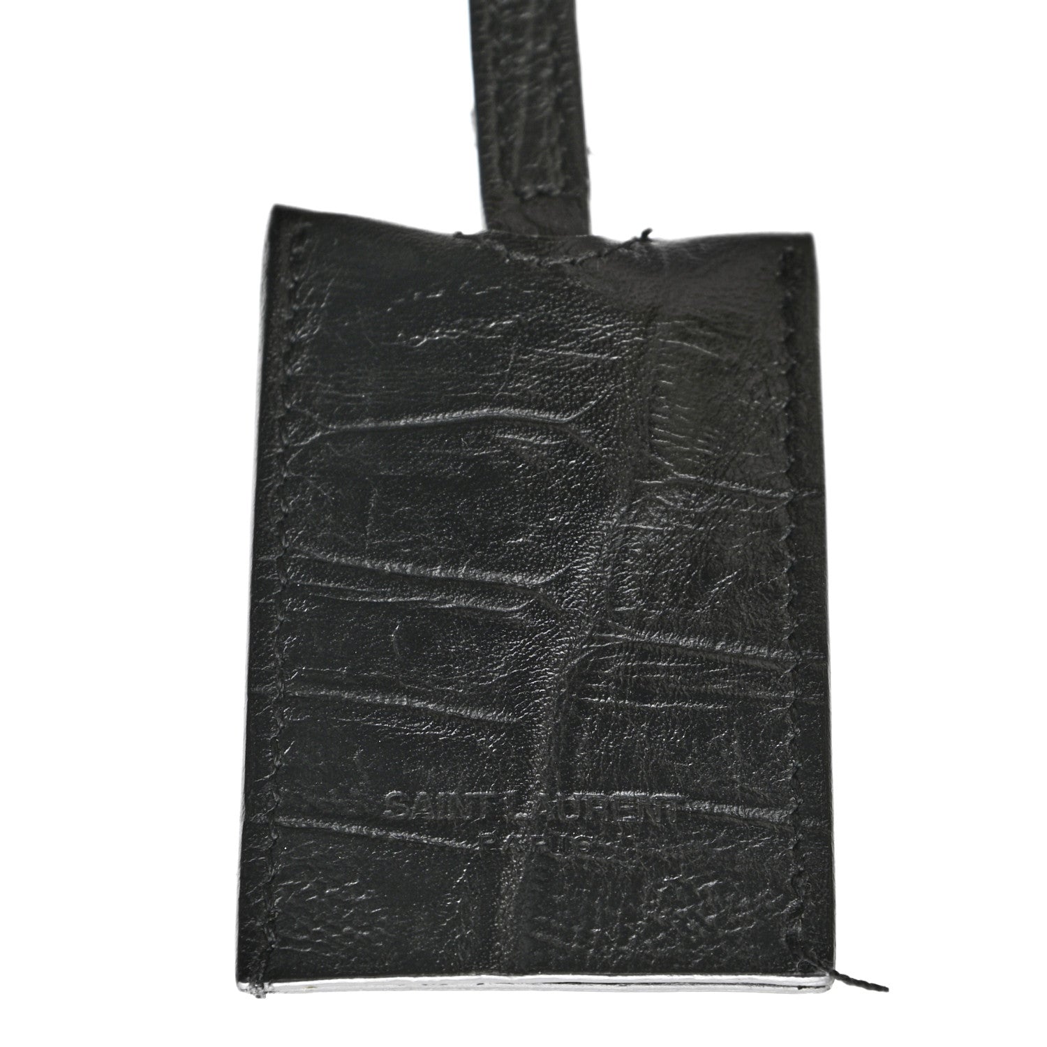Saint Laurent Calfskin Crocodile Embossed Classic Duffle Bag Black 10 of 11