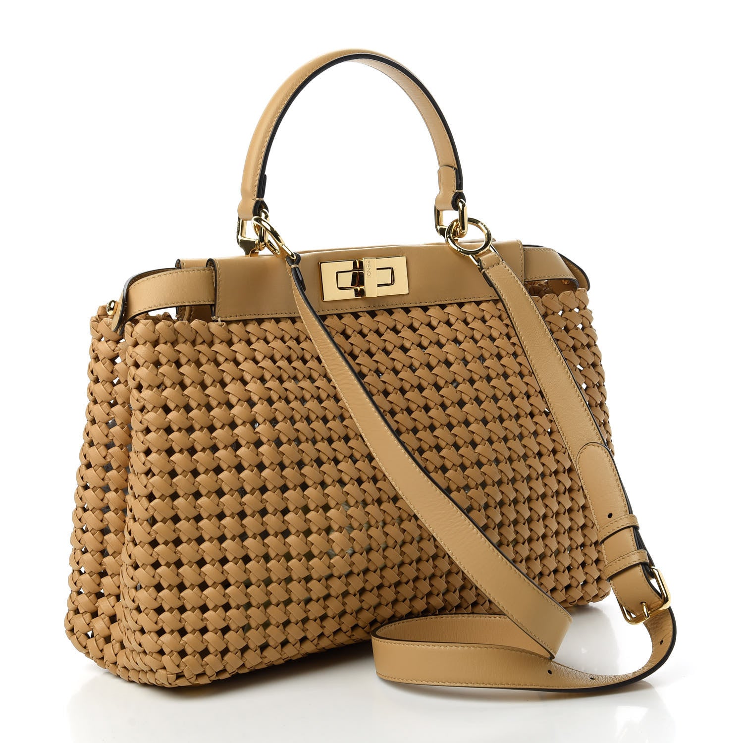 Fendi Nappa Matisse Intreccio Medium Peekaboo Iconic Satchel Durian 3 of 10