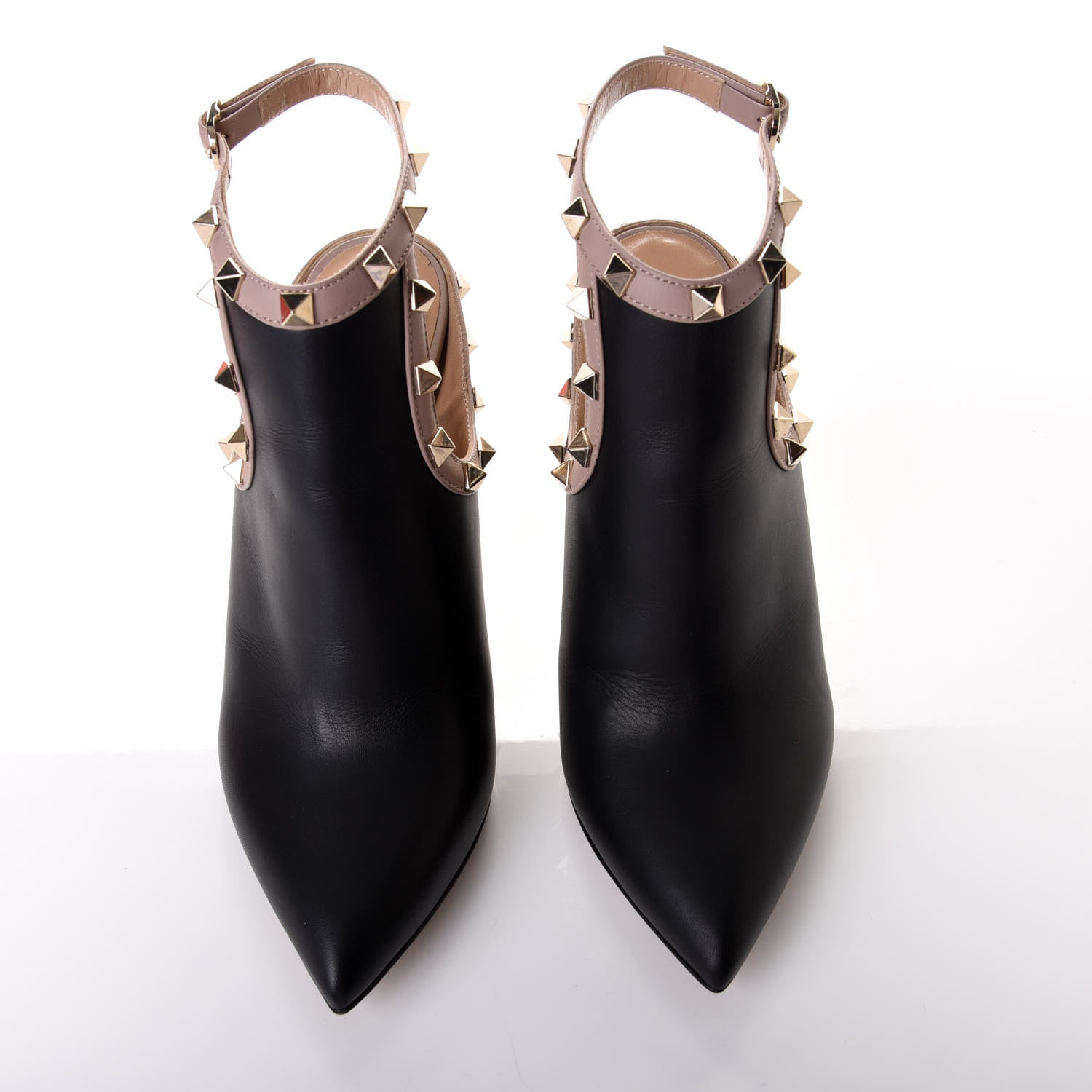 Valentino Garavani Calfskin Rockstud Open Back Ankle Booties 36 Black Poudre 4 of 9