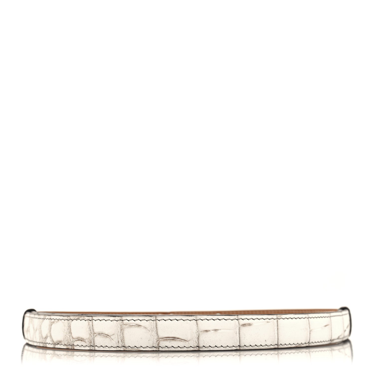 Hermes 18K White Gold Diamond Niloticus Crocodile Himalaya Kelly Belt 2 of 5